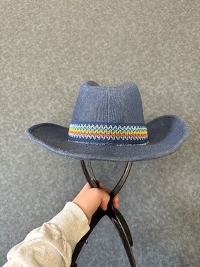 NWT YA 70s Blue Jean Denim Cowboy Western Hat - Size 7 1/4th-7 3/8th
